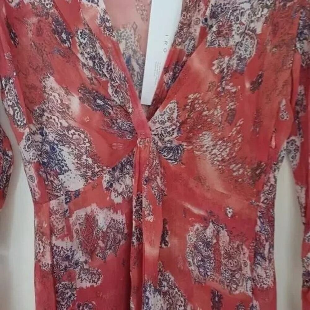 IRO PARIS Gramy Wrap-Effect Printed Crepe de Chine Midi Dress M NWT - Picture 7 of 13